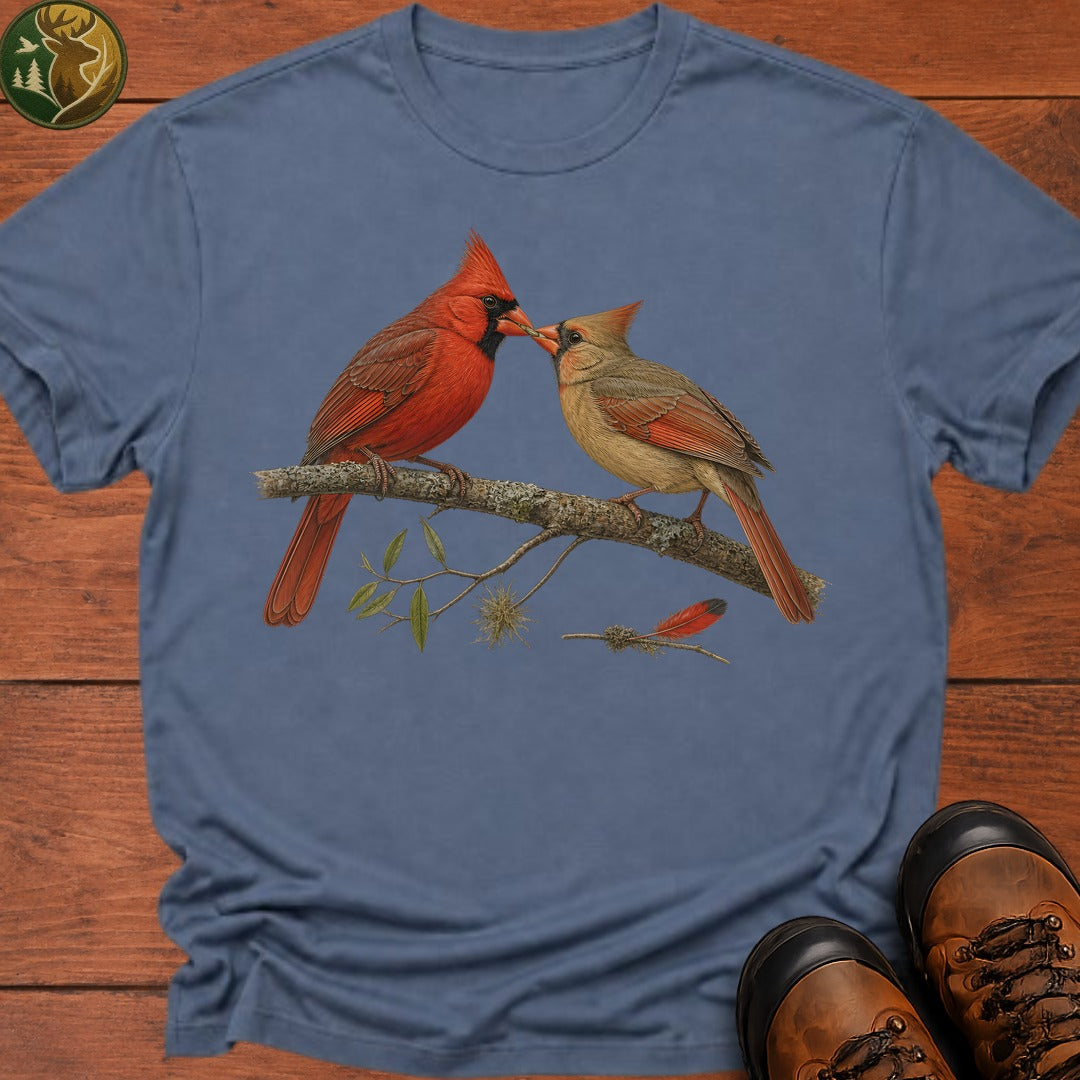 Cardinal Sharing A Grub T Shirt - Blue Jean