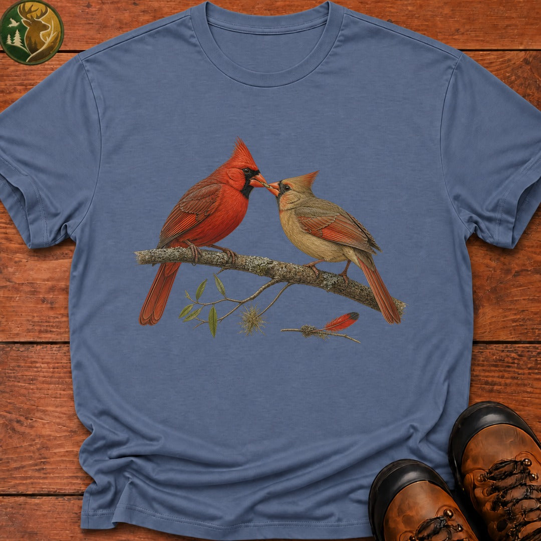 Cardinal Sharing A Grub T Shirt - Blue Jean