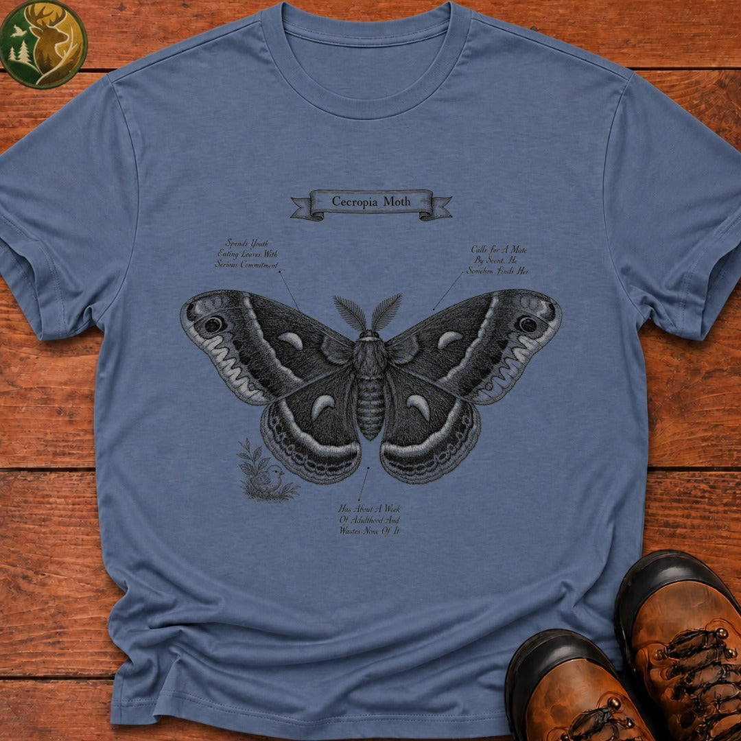 Cecropia Moth T Shirt - Blue Jean