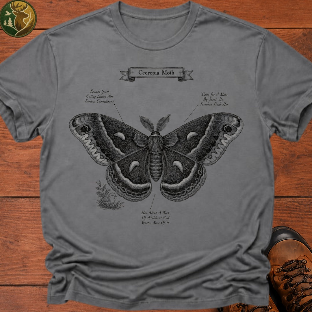 Cecropia Moth T Shirt - Grey