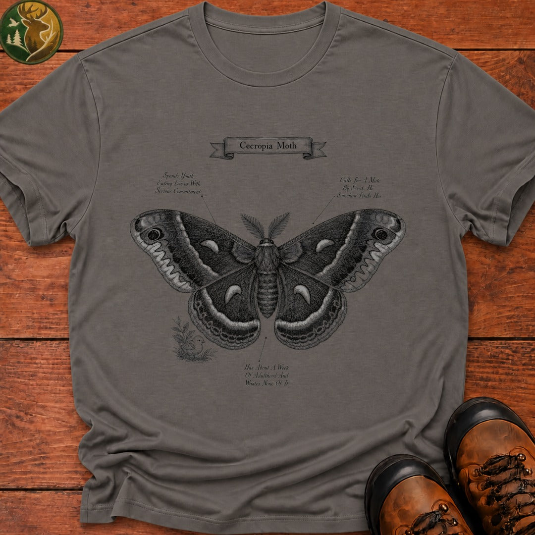 Cecropia Moth T Shirt - Grey