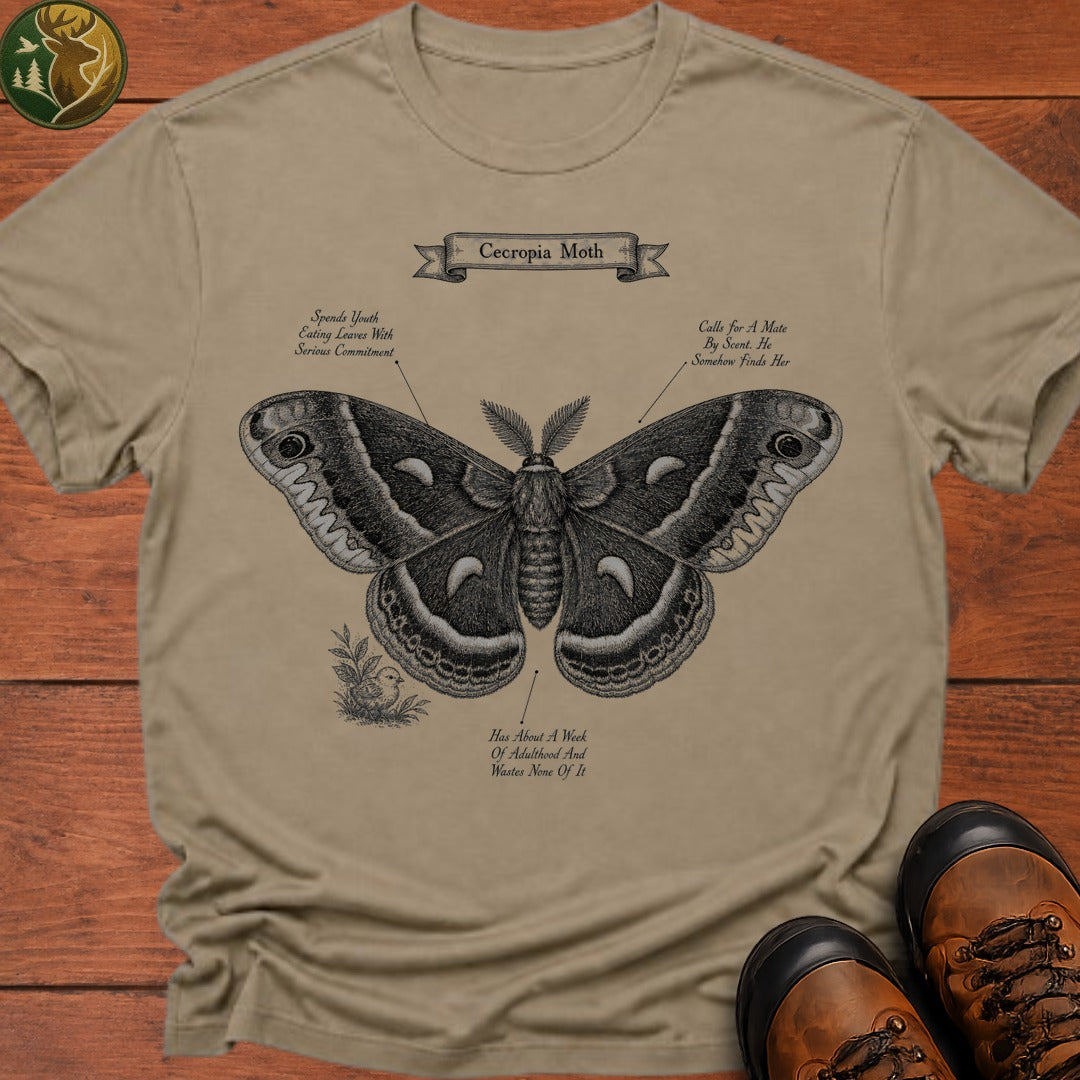 Cecropia Moth T Shirt - Khaki