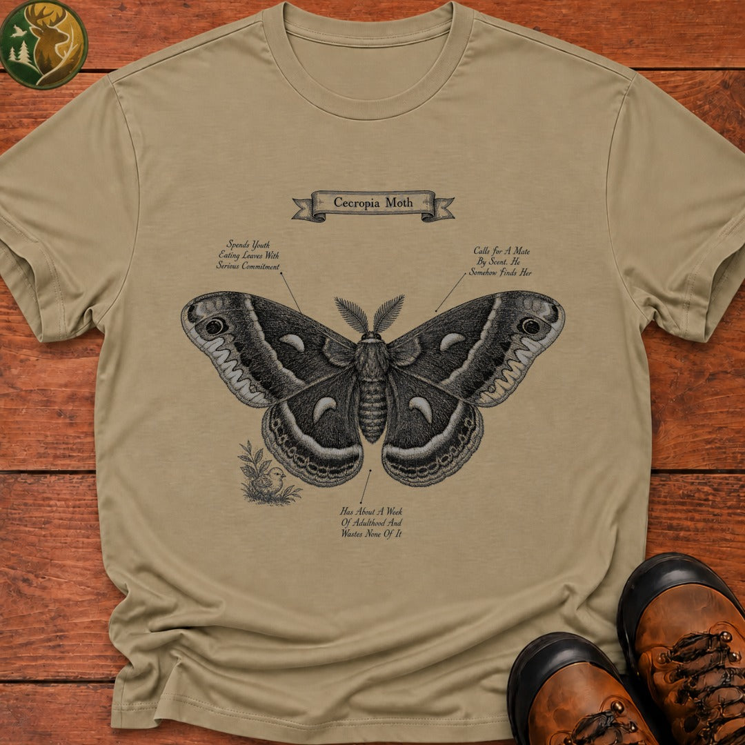 Cecropia Moth T Shirt - Khaki
