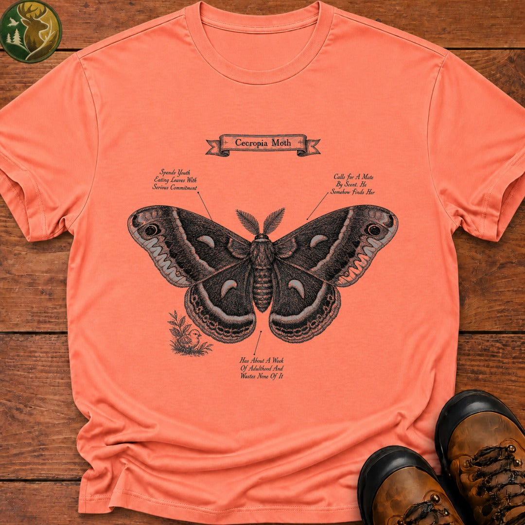 Cecropia Moth T Shirt - Melon