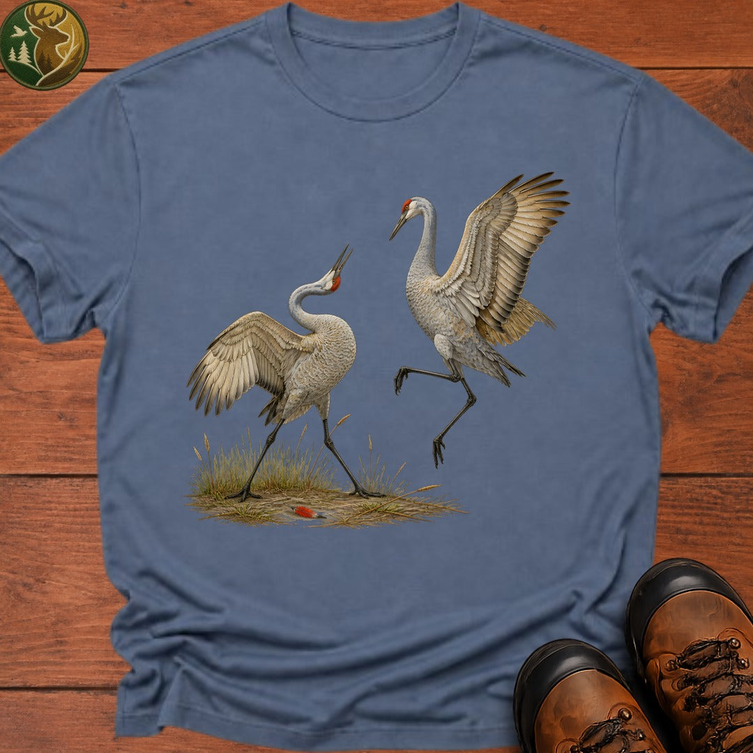 Crane Courtship Dance T Shirt - Blue Jean
