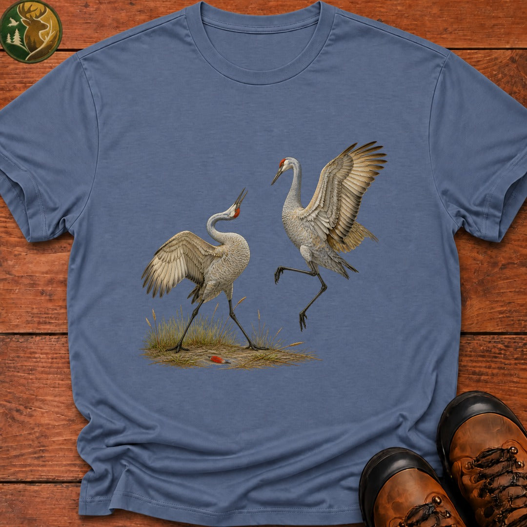 Crane Courtship Dance T Shirt - Blue Jean
