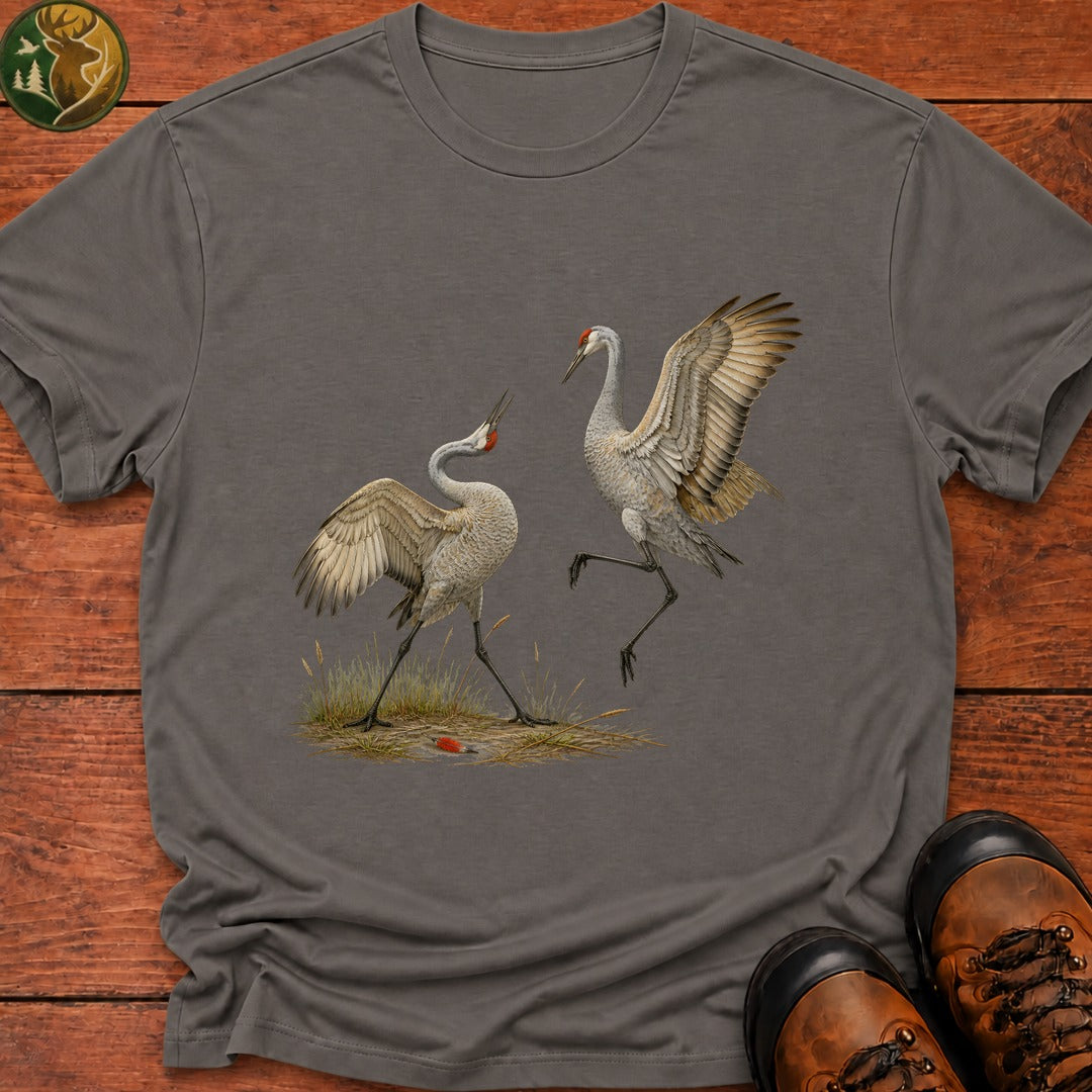 Crane Courtship Dance T Shirt - Grey