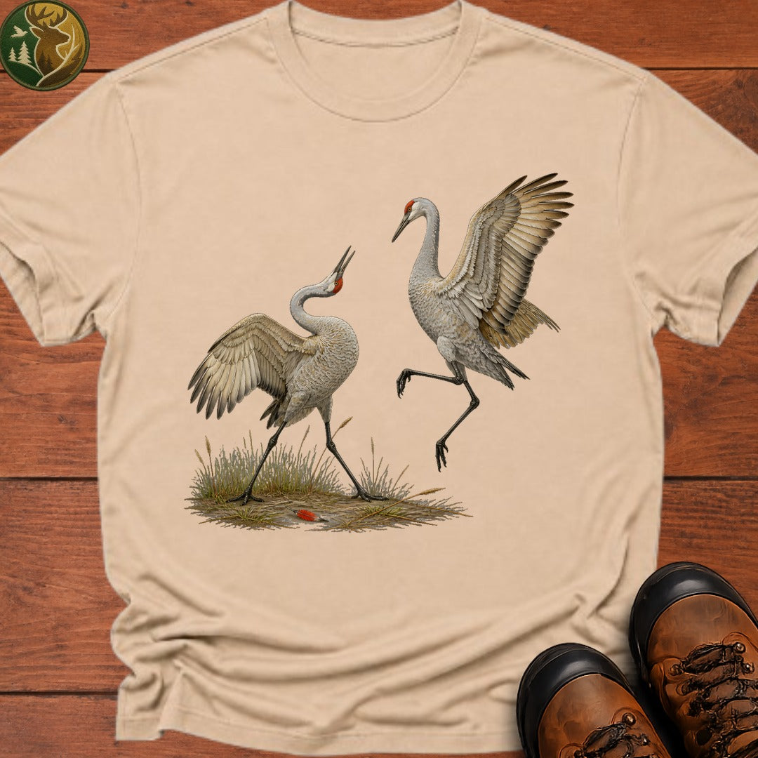 Crane Courtship Dance T Shirt - Ivory