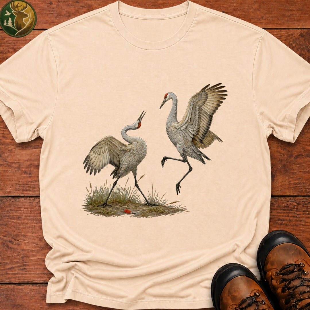 Crane Courtship Dance T Shirt - Ivory