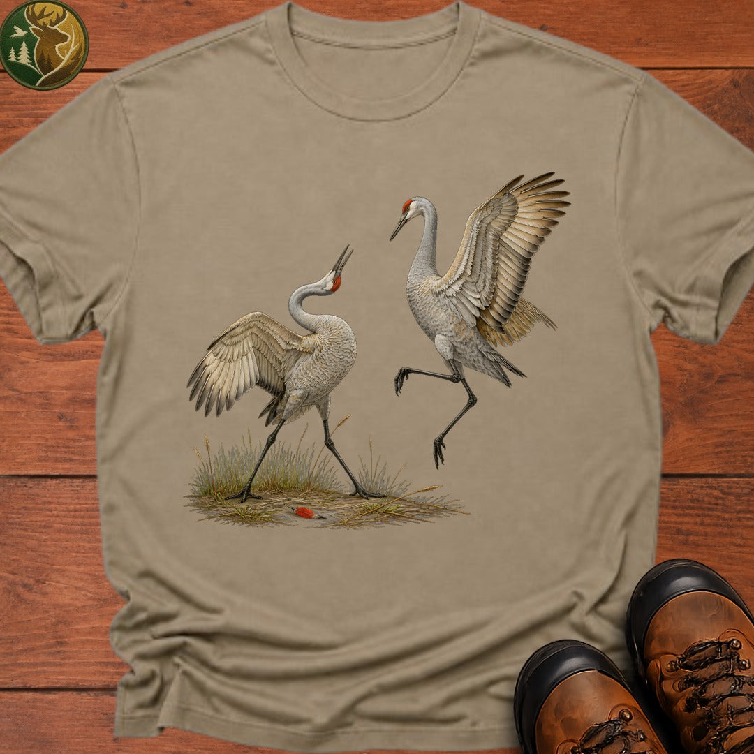 Crane Courtship Dance T Shirt - Khaki
