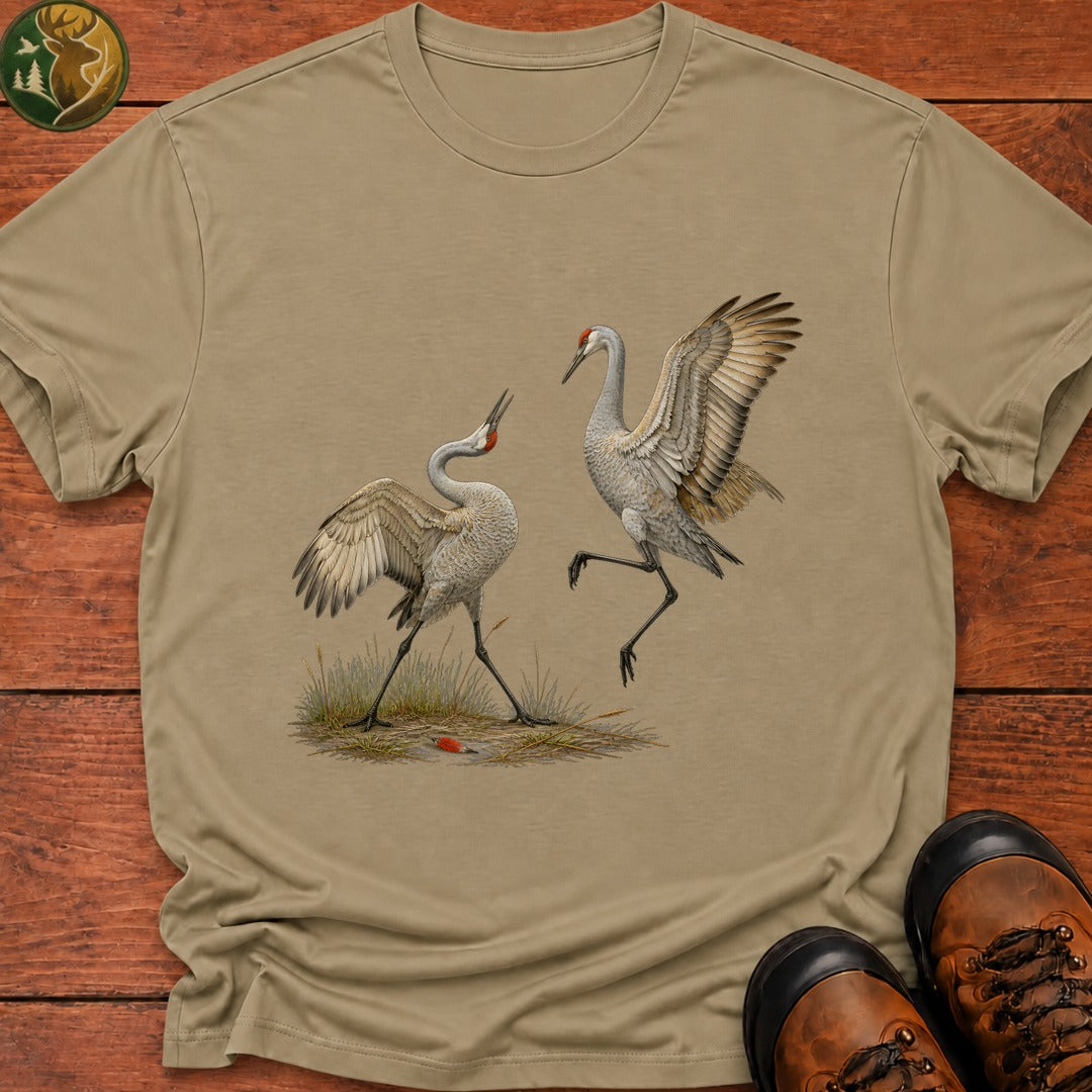 Crane Courtship Dance T Shirt - Khaki
