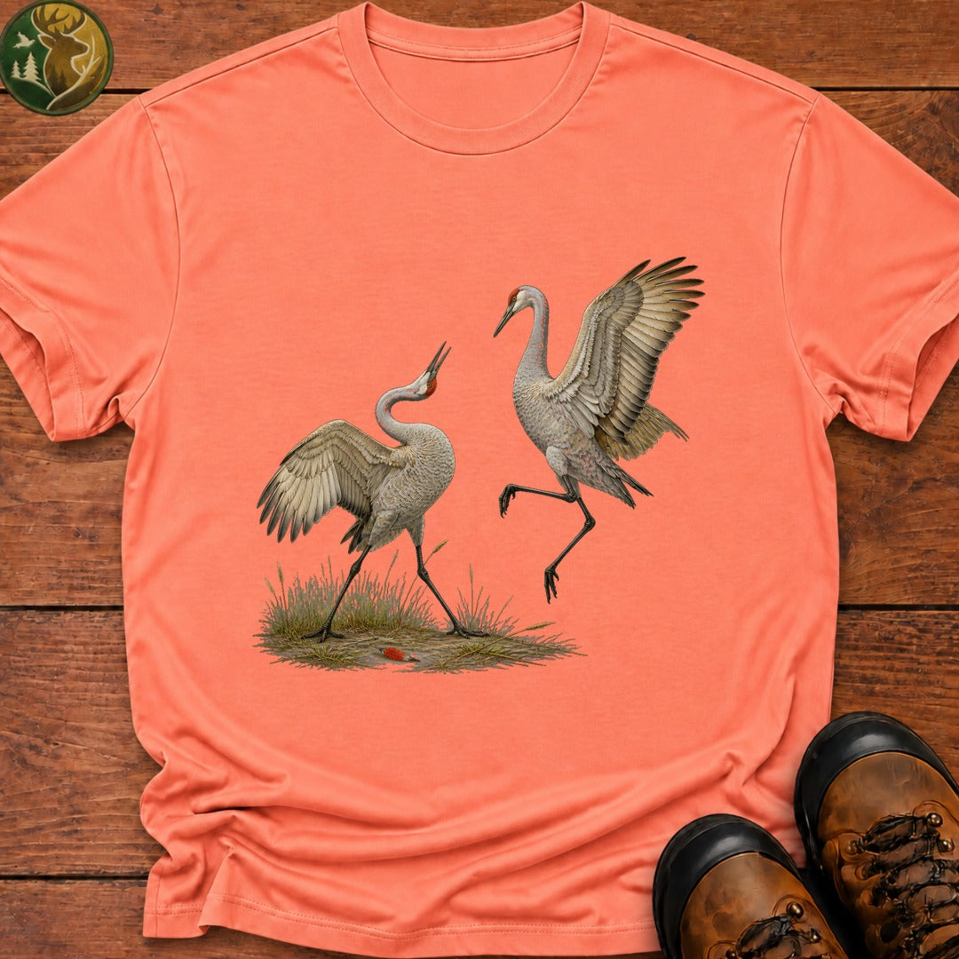 Crane Courtship Dance T Shirt - Melon