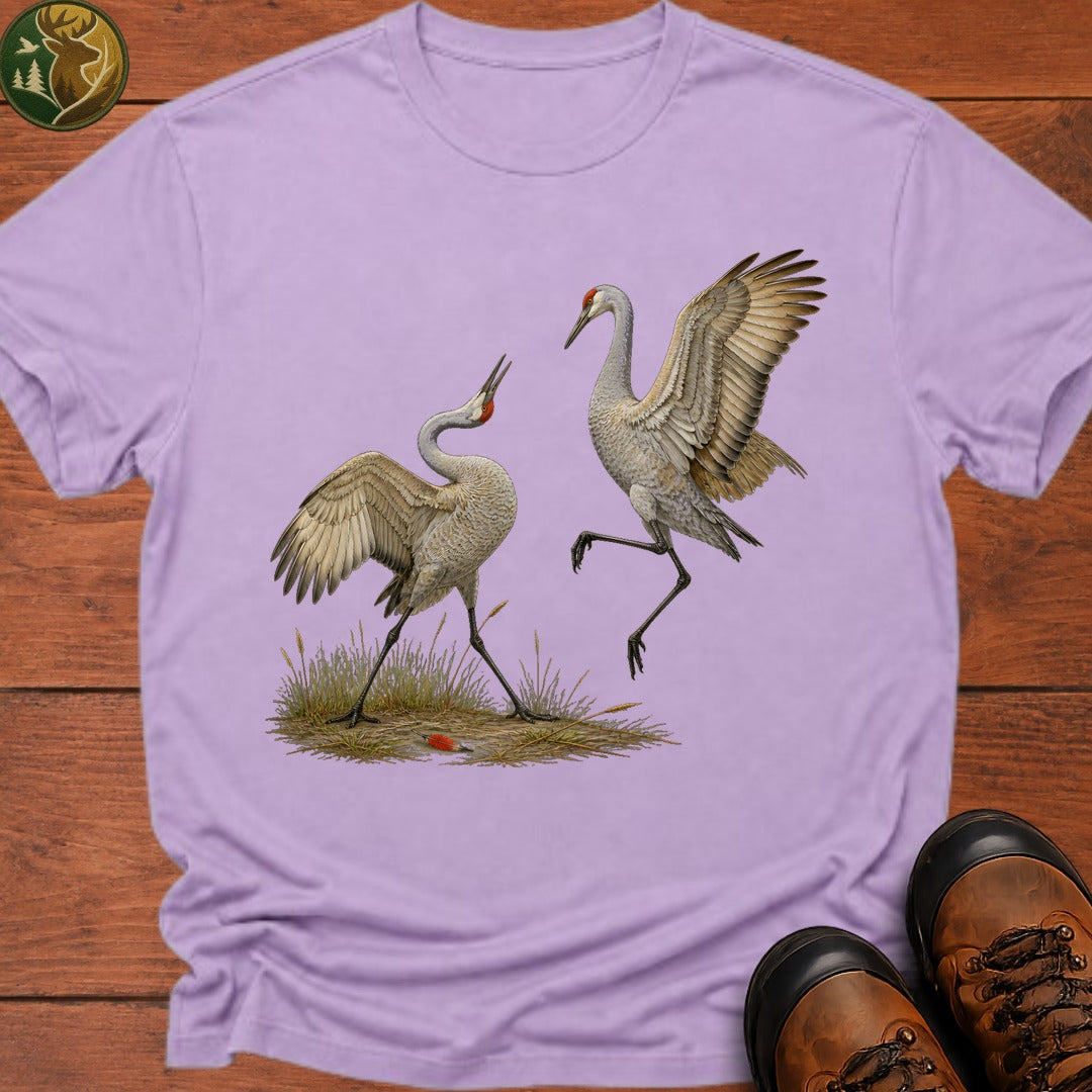 Crane Courtship Dance T Shirt - Orchid