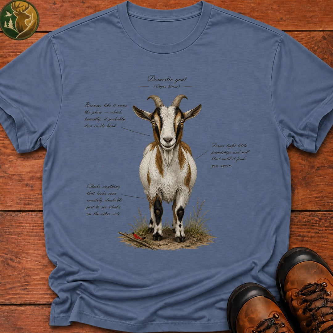 Domestic Goat Field Guide T Shirt - Blue Jean