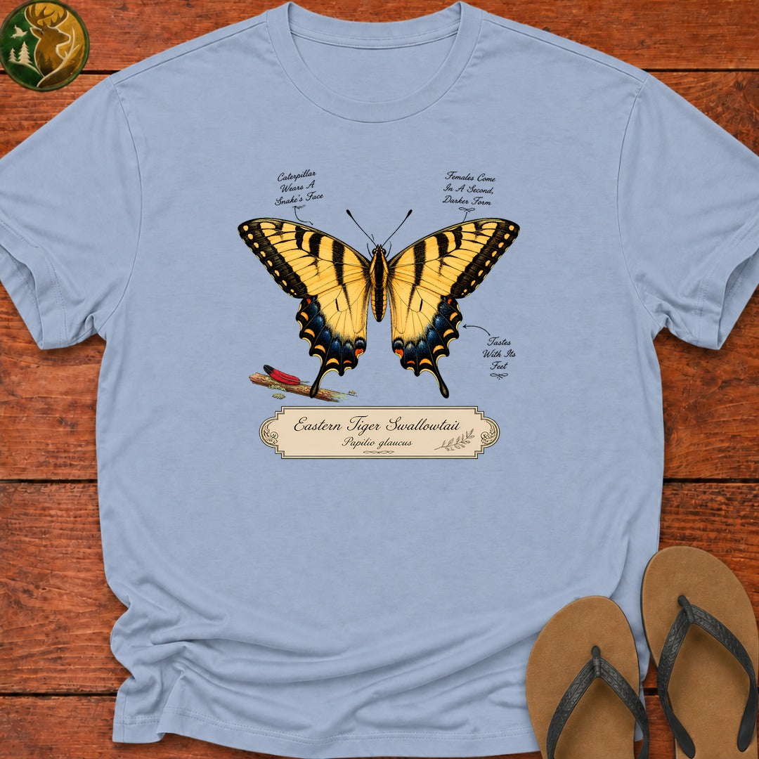 Eastern Tiger Swallowtail Field Guide Kids T-Shirt - Light Blue