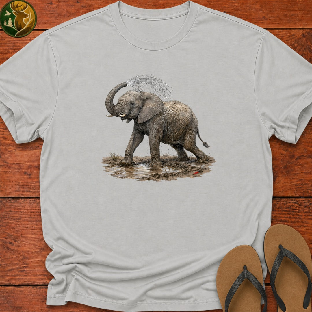 Elephant Mud Bath Kids T-Shirt - Ash