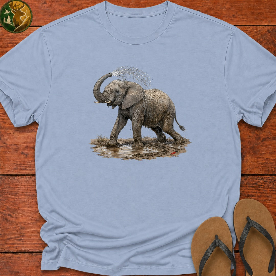 Elephant Mud Bath Kids T-Shirt - Light Blue