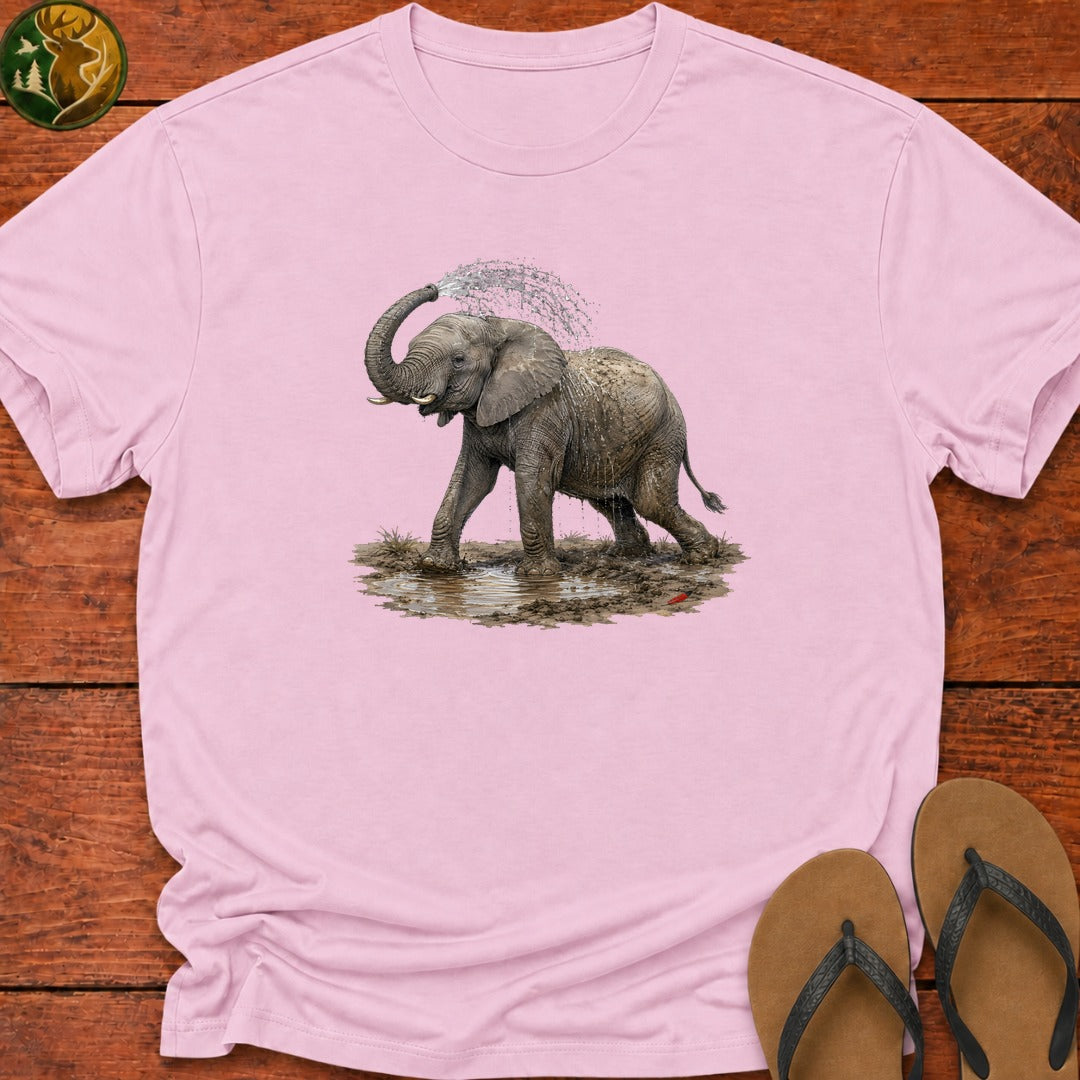 Elephant Mud Bath Kids T-Shirt - Light Pink