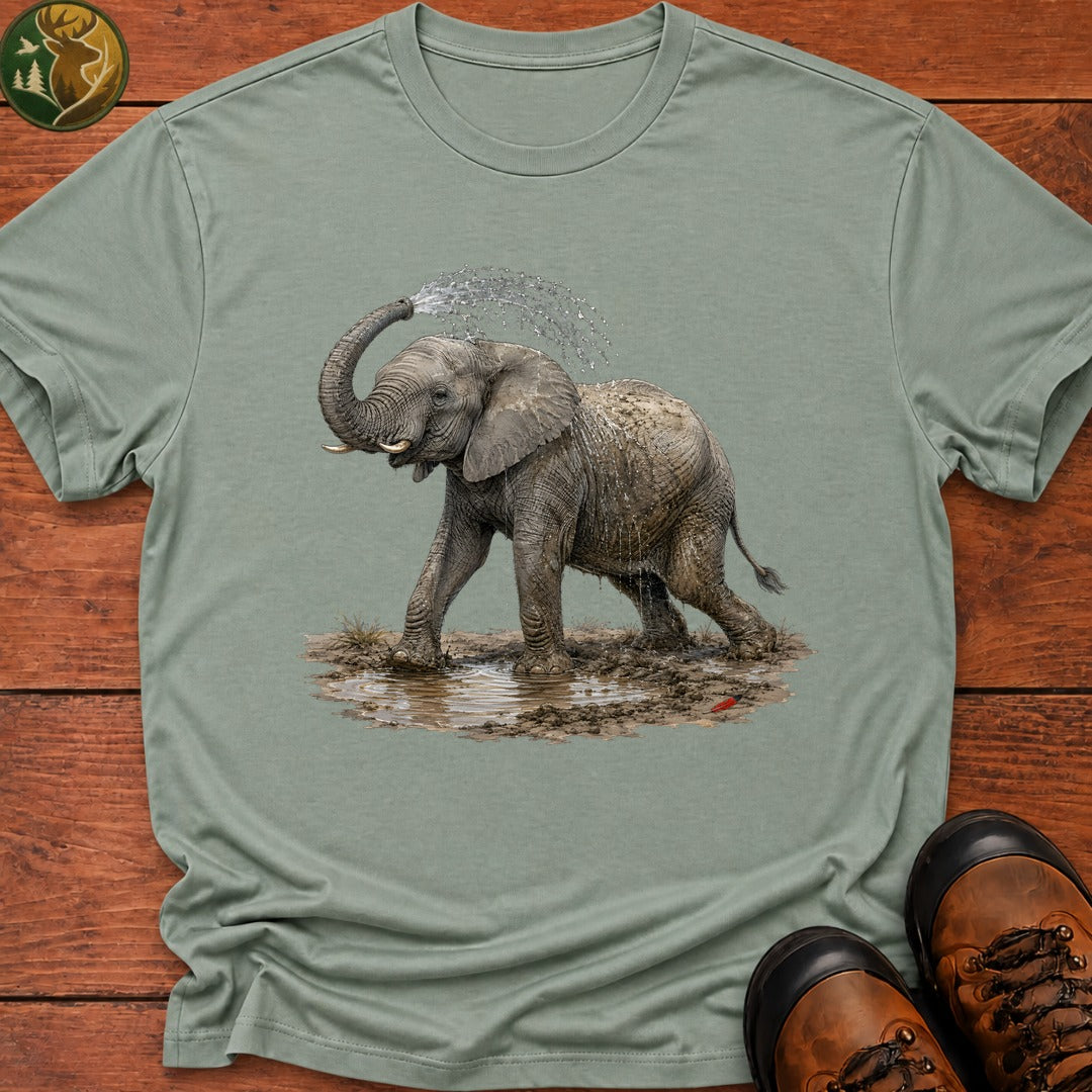 Elephant Mud Bath T Shirt - Bay