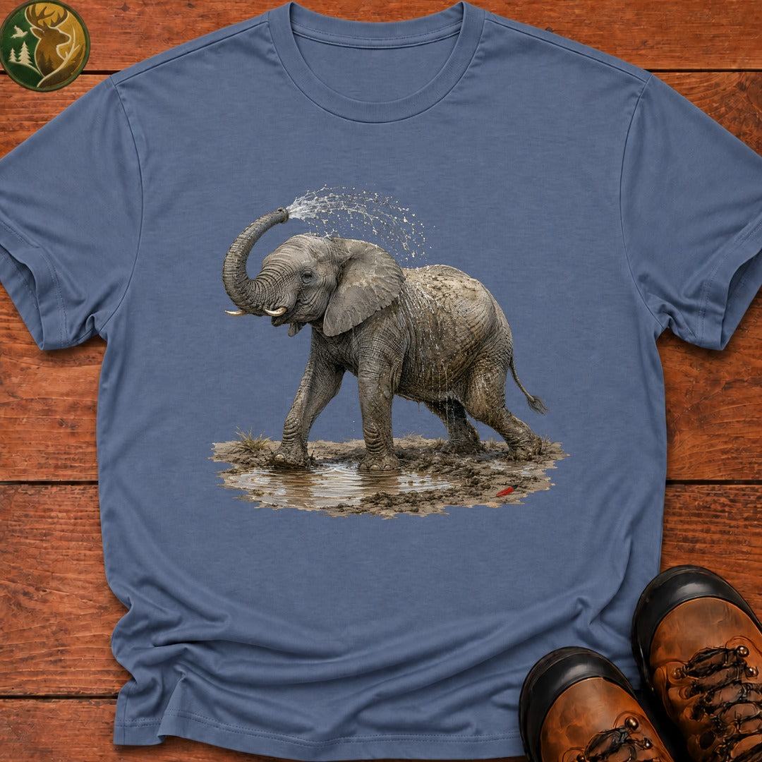 Elephant Mud Bath T Shirt - Blue Jean