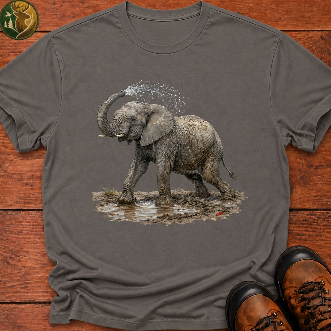 Elephant Mud Bath T Shirt - Grey