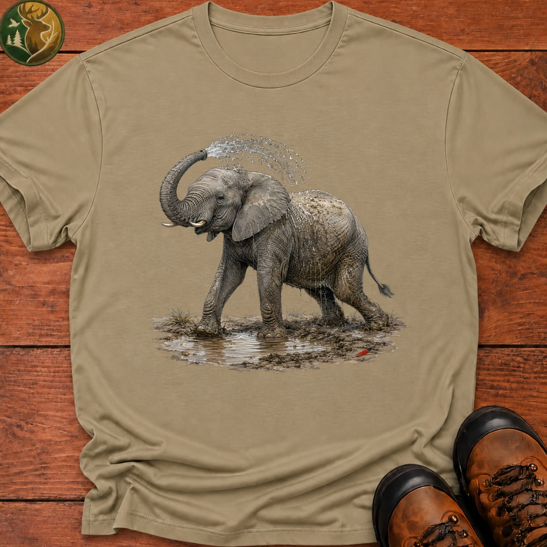 Elephant Mud Bath T Shirt - Khaki