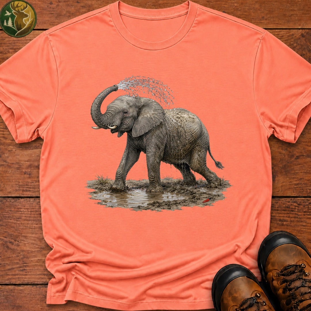 Elephant Mud Bath T Shirt - Melon