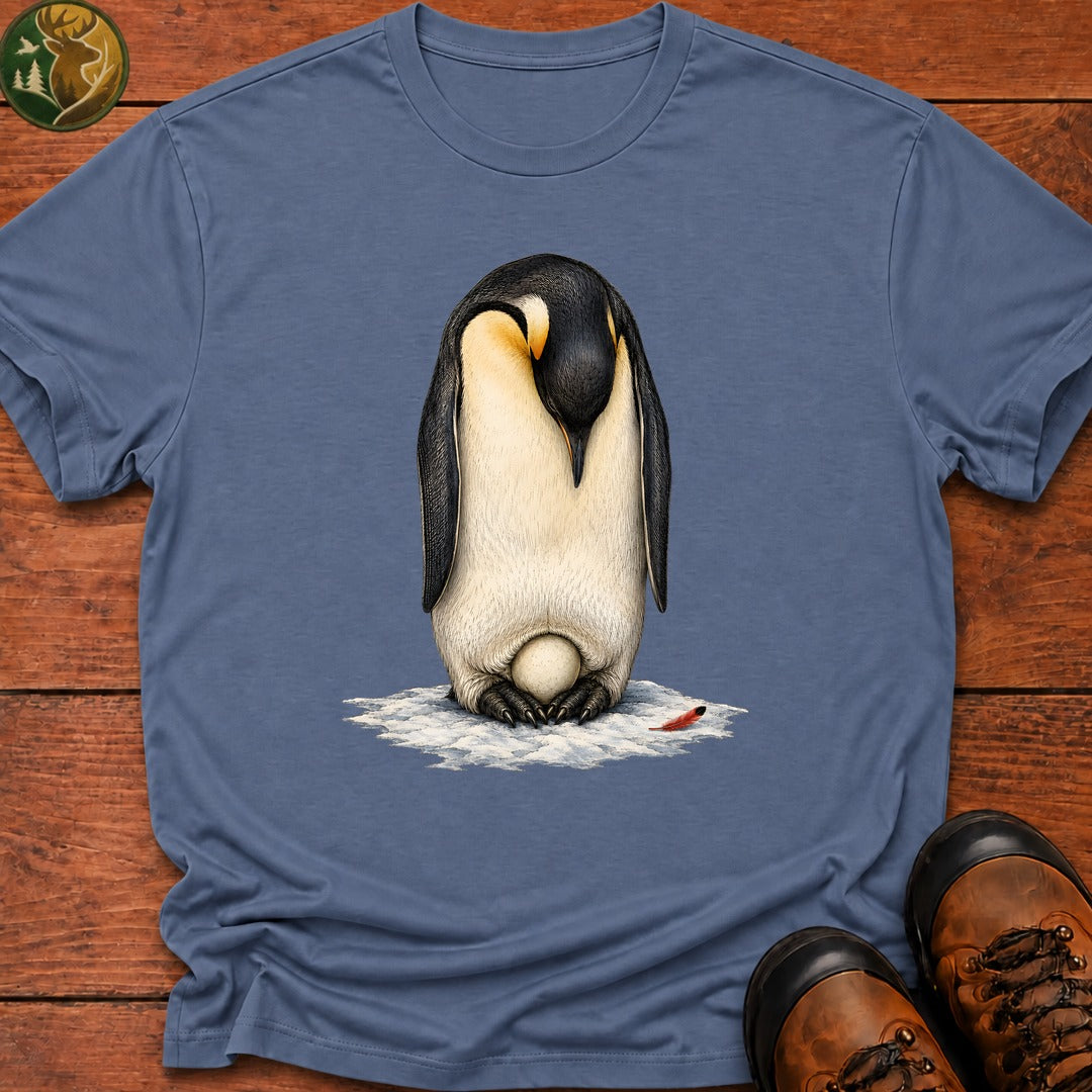 Emperor Penguin Dad T Shirt - Blue Jean