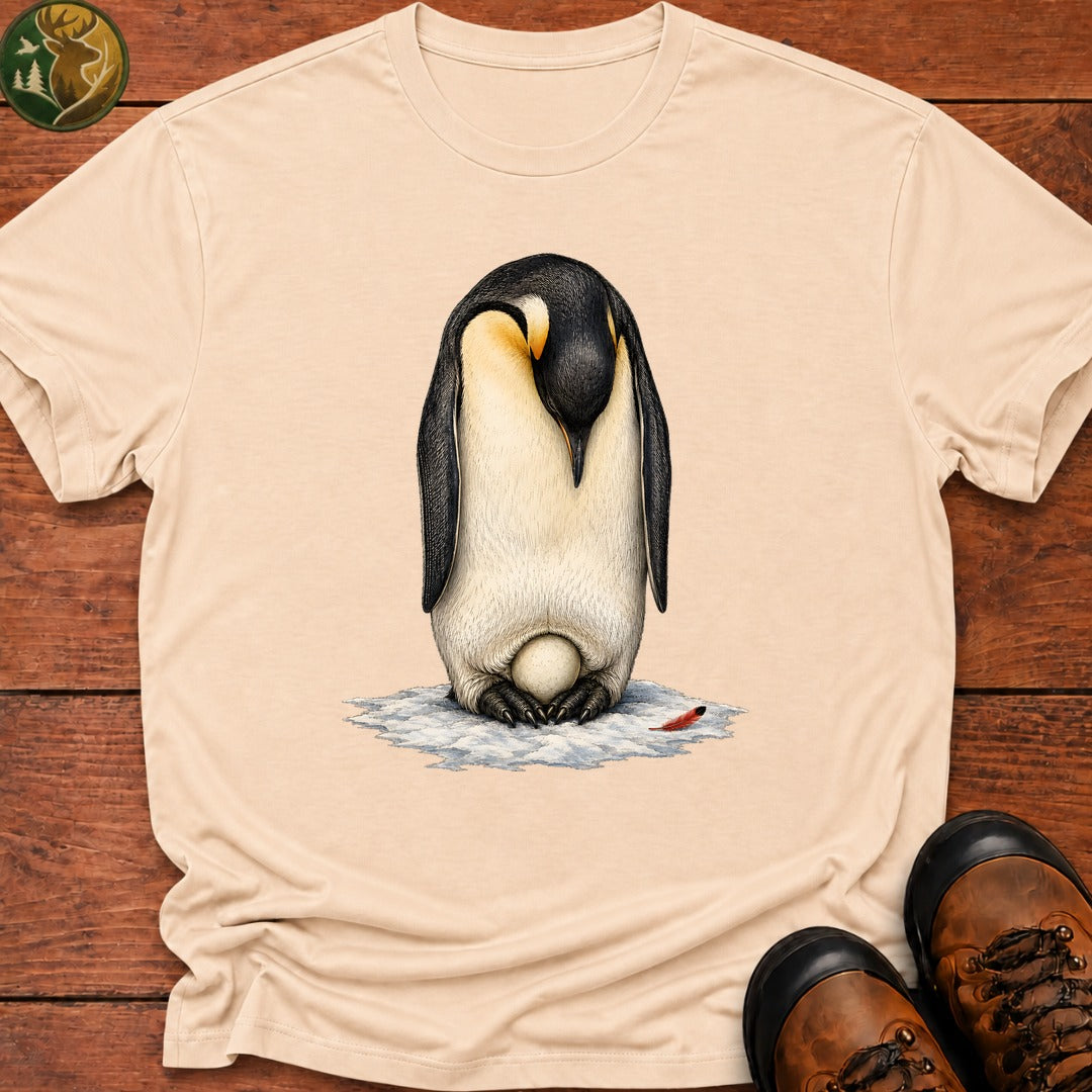 Emperor Penguin Dad T Shirt - Ivory