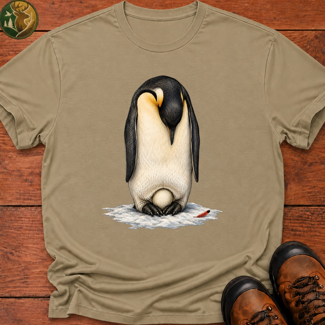 Emperor Penguin Dad T Shirt - Khaki