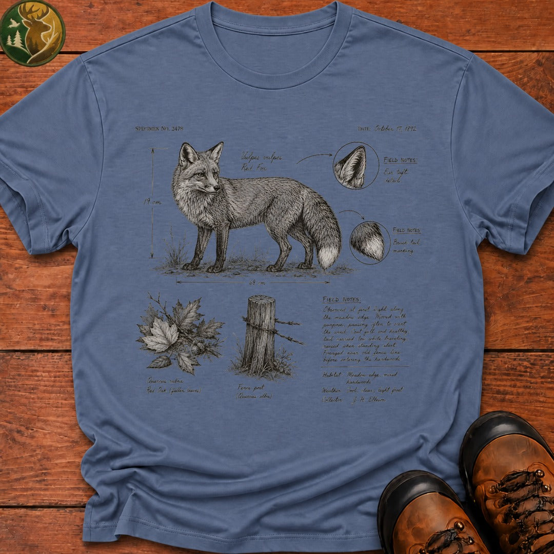 Fox Field Notes T Shirt - Blue Jean