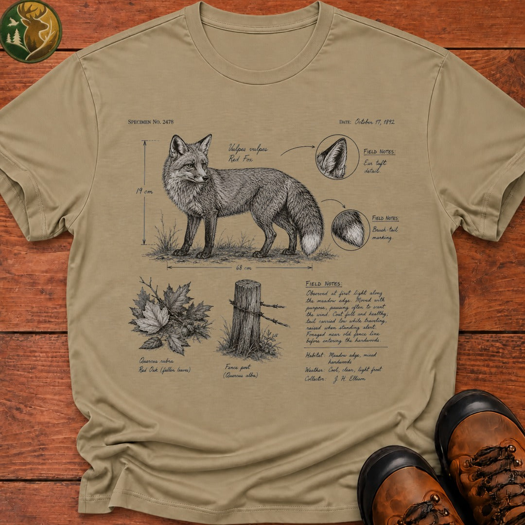 Fox Field Notes T Shirt - Khaki