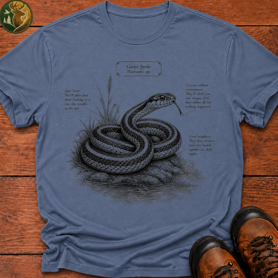 Garter Snake Field Guide T Shirt - Blue Jean