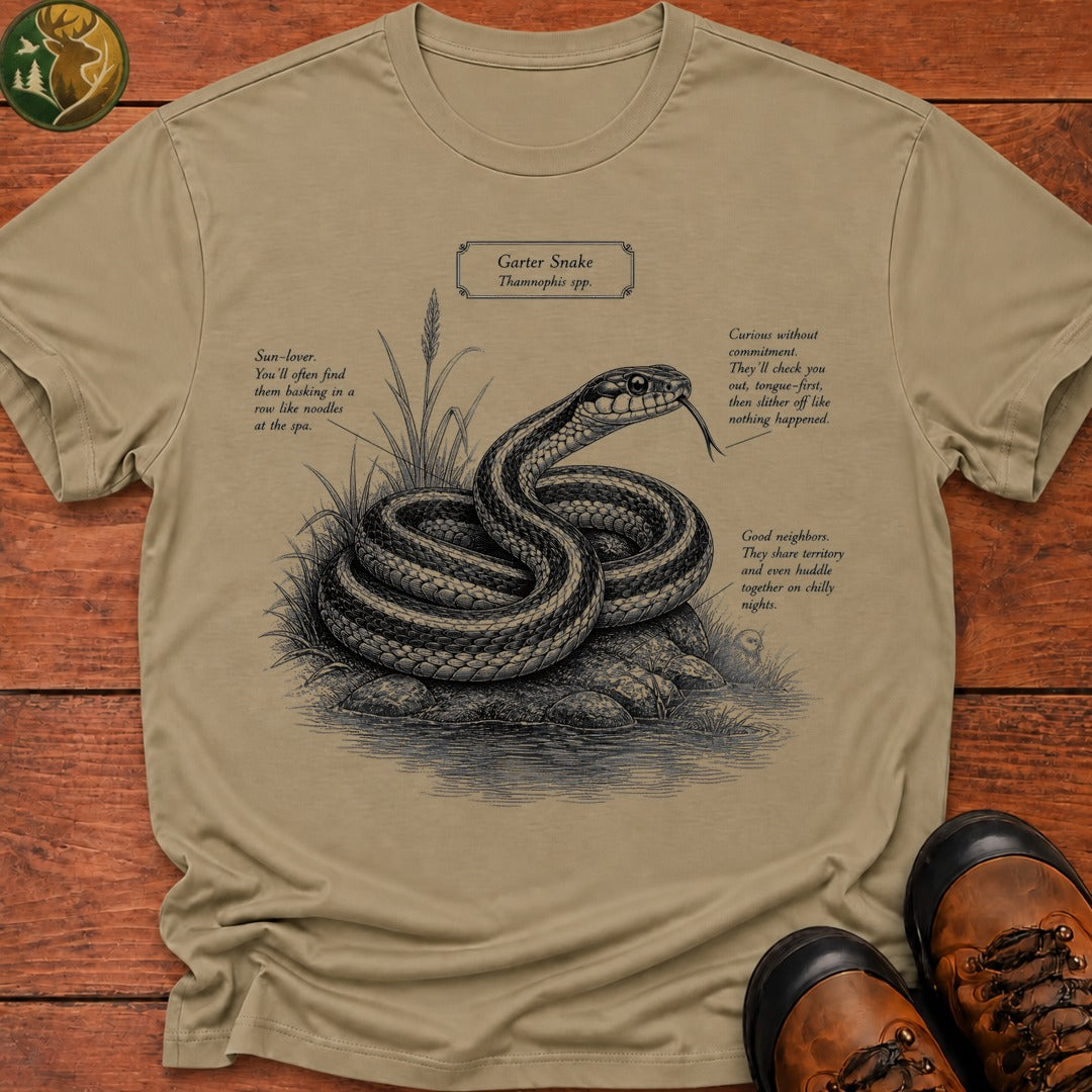 Garter Snake Field Guide T Shirt - Khaki