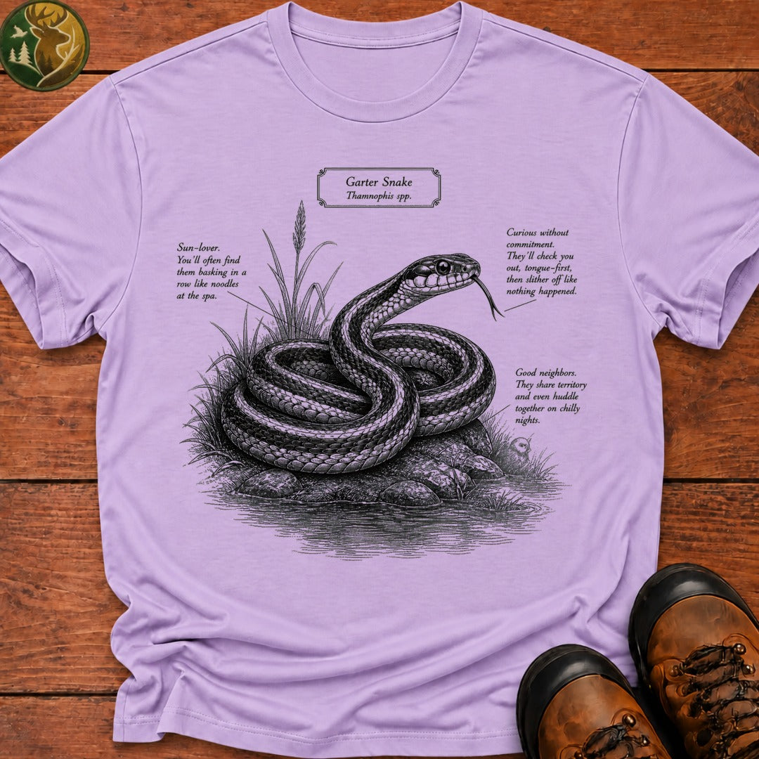 Garter Snake Field Guide T Shirt - Orchid
