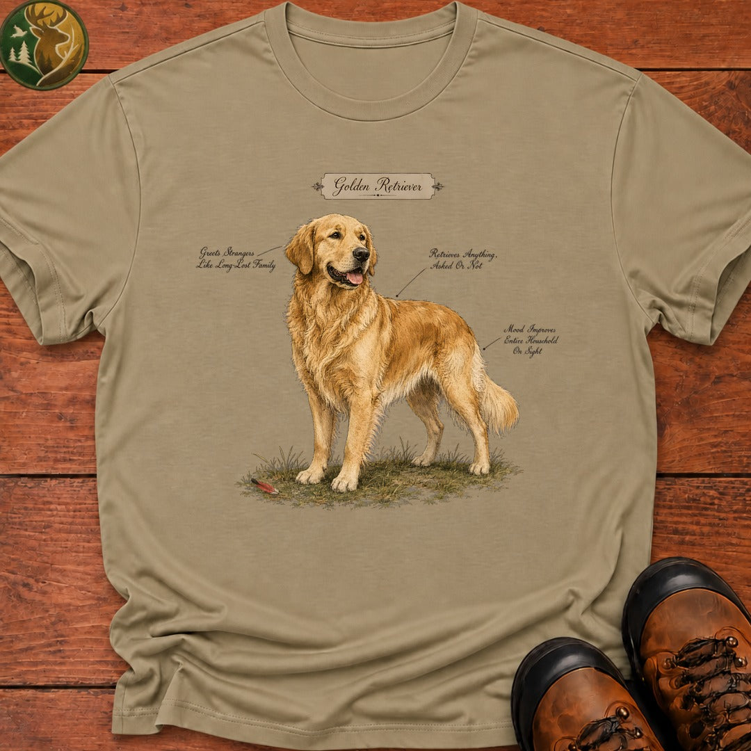Golden Retriever T Shirt - Khaki
