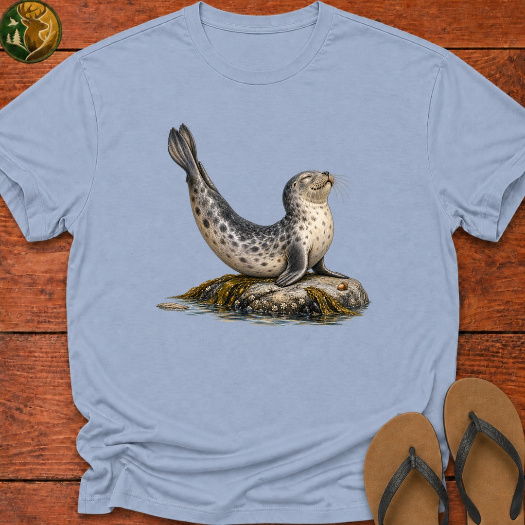 Harbor Seal Banana Pose Kids T-Shirt - Light Blue