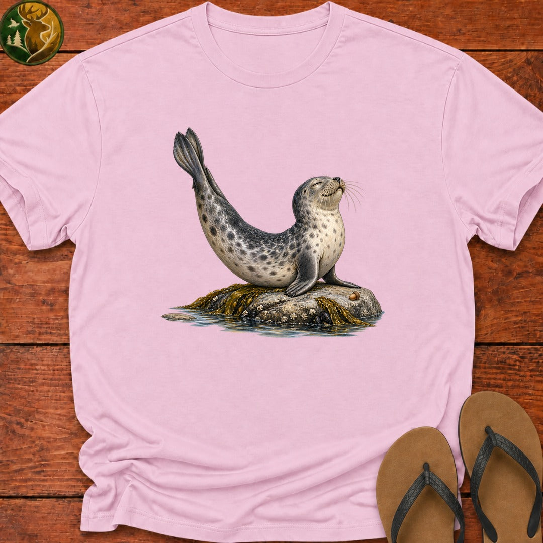 Harbor Seal Banana Pose Kids T-Shirt - Light Pink