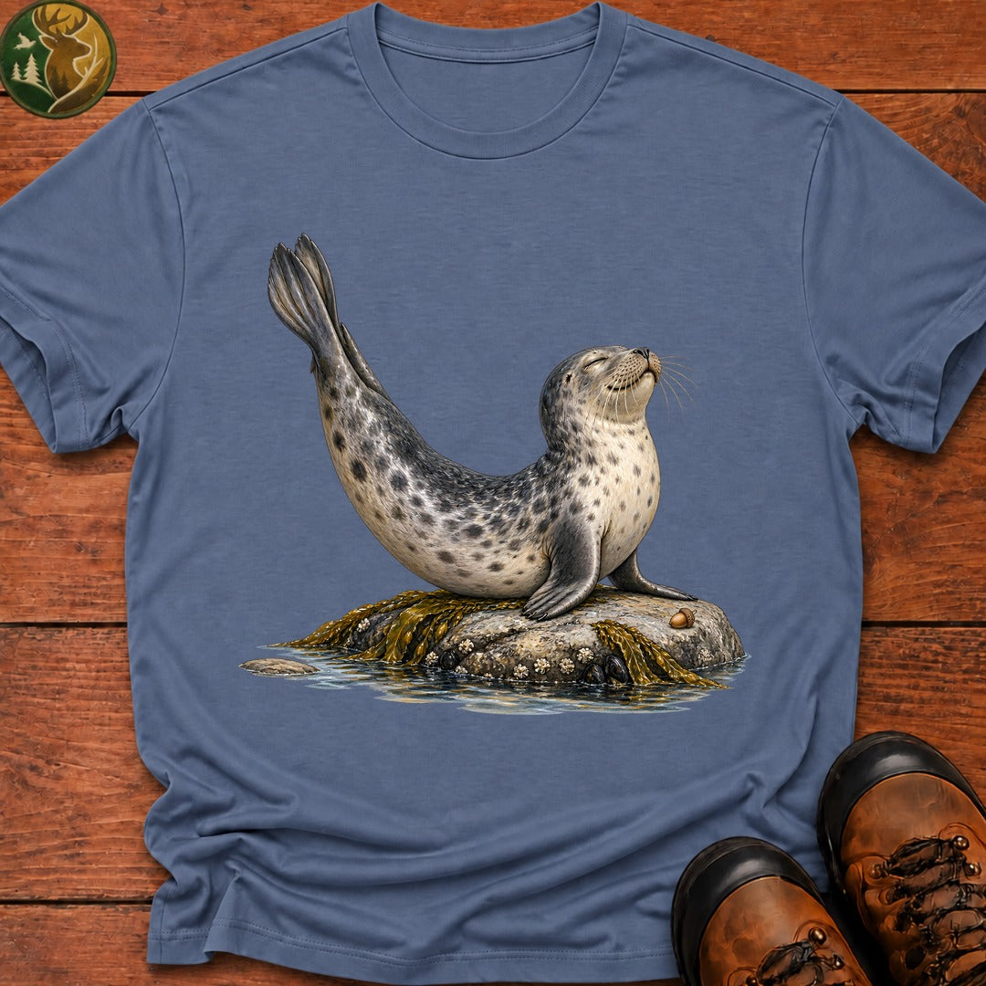 Harbor Seal Banana Pose T-Shirt - Blue Jean