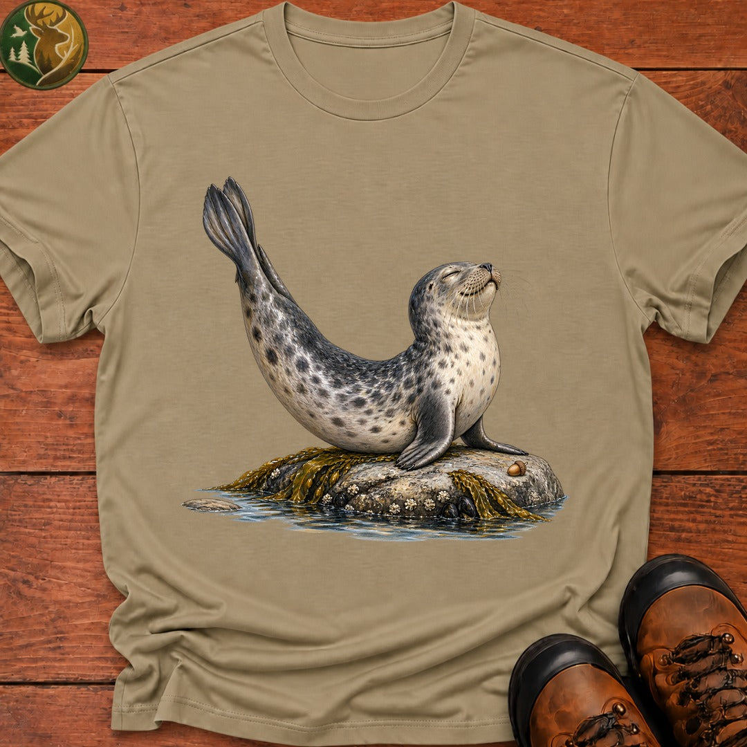 Harbor Seal Banana Pose T-Shirt - Khaki