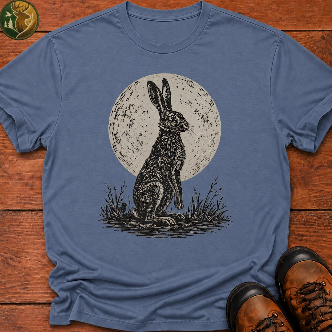 Hare And Moon T Shirt - Blue Jean
