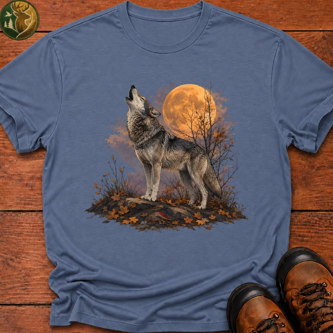 Howling Wolf Halloween T Shirt - Blue Jean