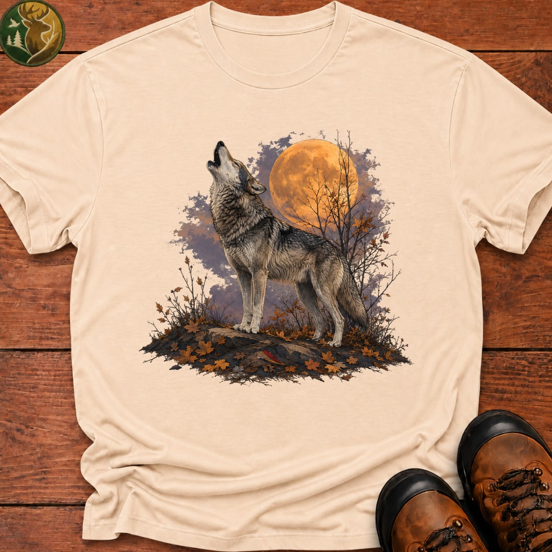 Howling Wolf Halloween T Shirt - Ivory