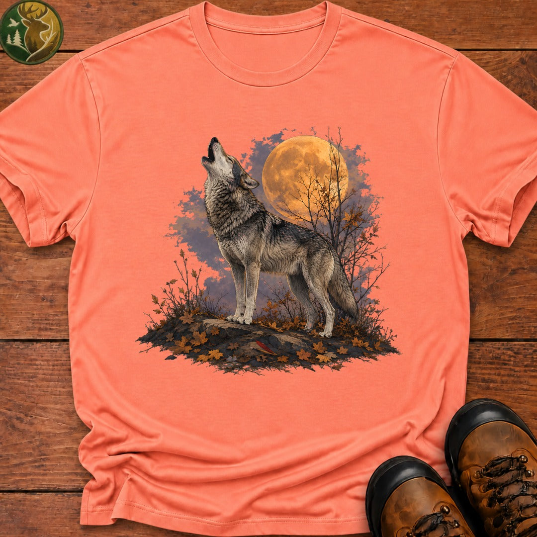Howling Wolf Halloween T Shirt - Melon
