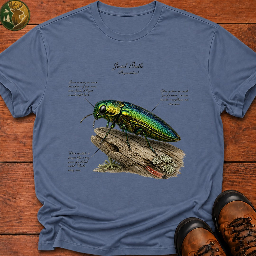 Jewel Beetle Field Guide T Shirt - Blue Jean