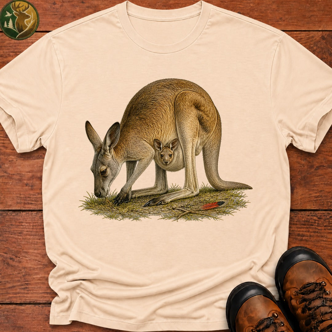Kangaroo With Joey T Shirt - Ivory