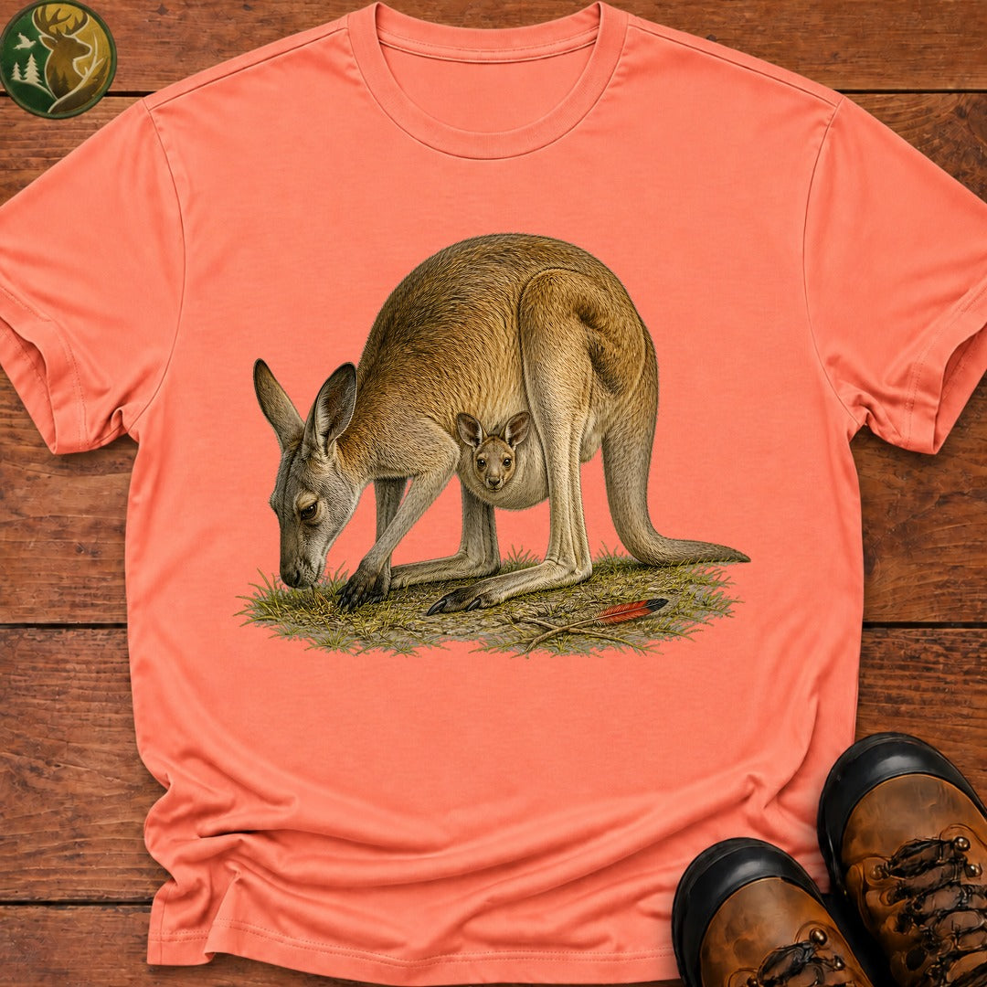 Kangaroo With Joey T Shirt - Melon