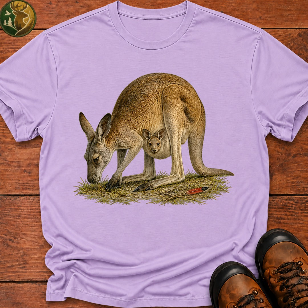 Kangaroo With Joey T Shirt - Orchid