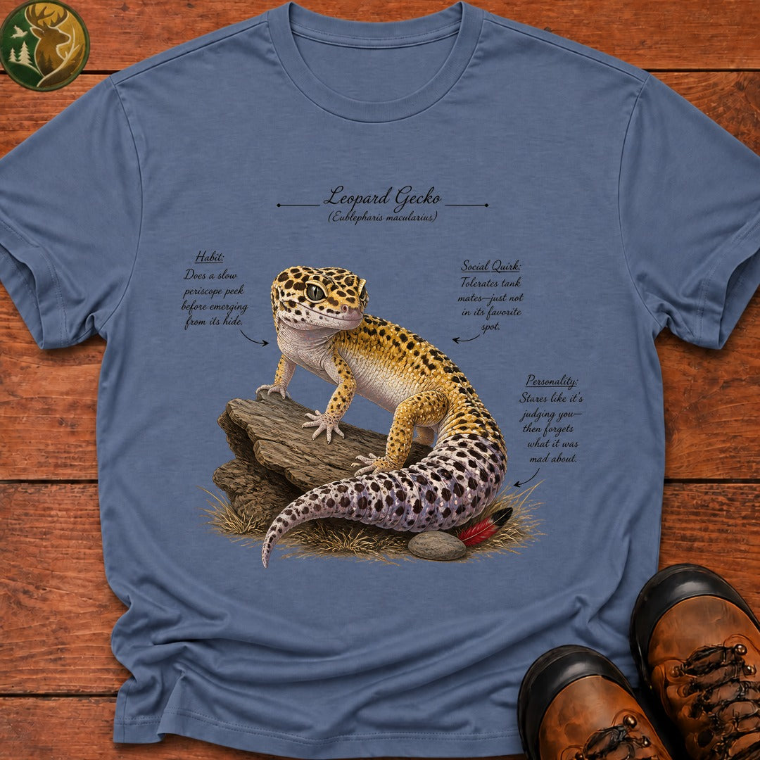Leopard Gecko Field Guide T Shirt - Blue Jean