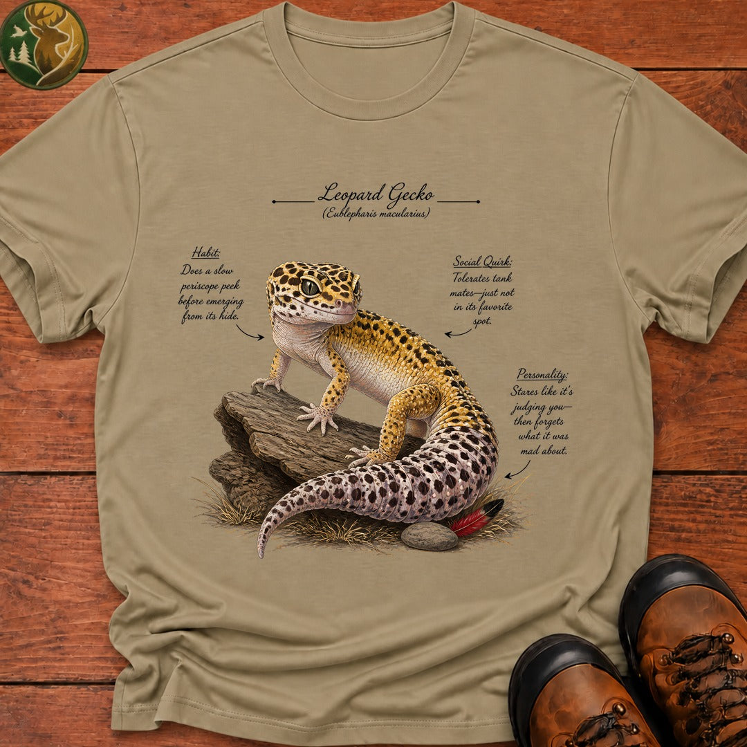 Leopard Gecko Field Guide T Shirt - Khaki